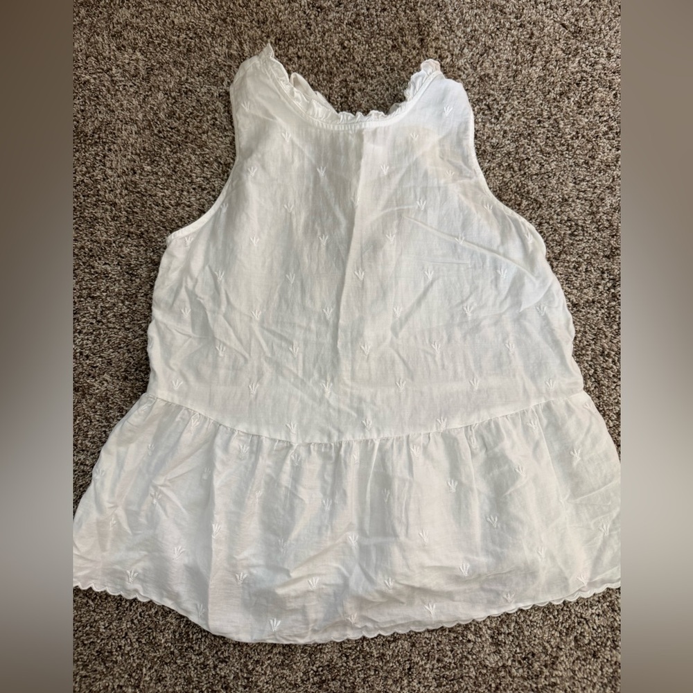 LOFT White Textured Sleeveless Blouse